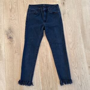 Just Black - Fringe Hem Denim Jeans in Black